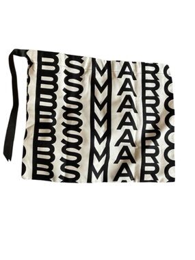 Marc Jacobs Black and White Logo Stripe Clutch